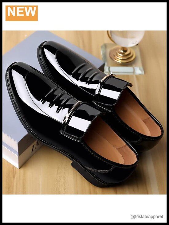 Faux Patent Leather Oxfords Formal Classic Cap Toe Wingtip Business Wedding main image 6